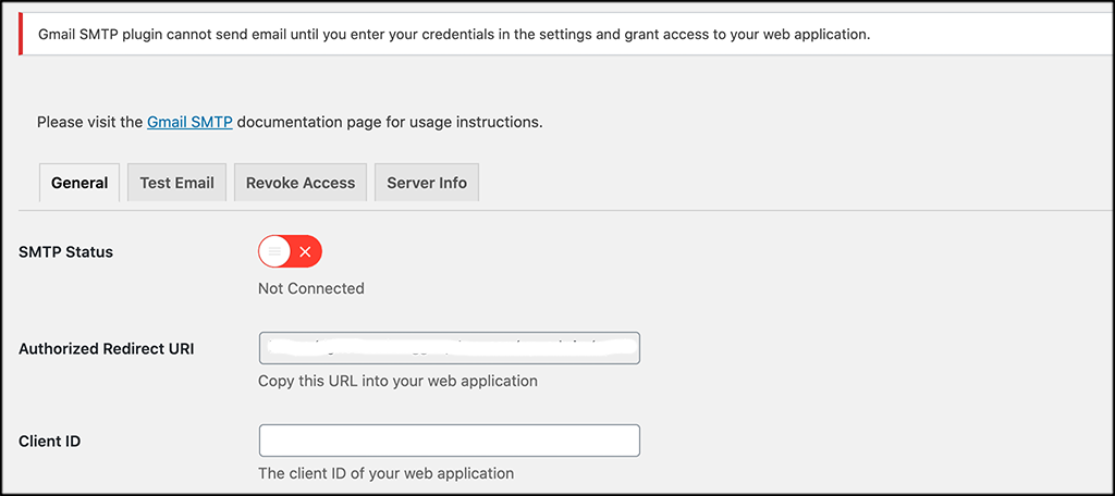 Plugin setup warning