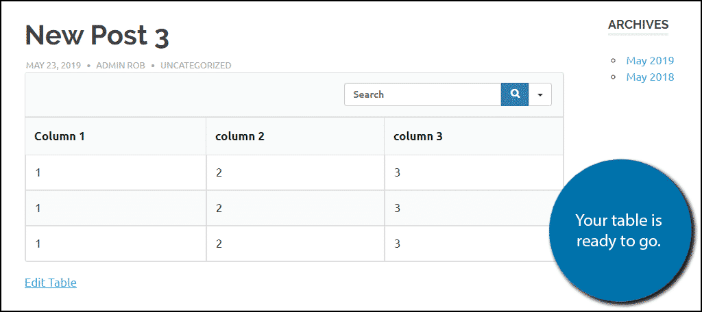 WordPress Table