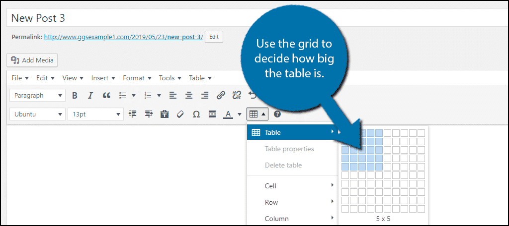 Select Table Size