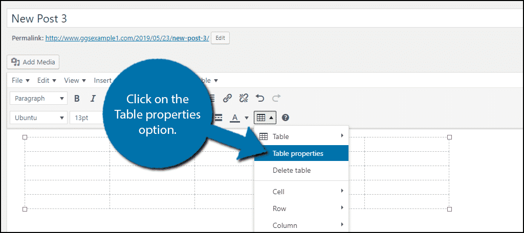 Table Properties