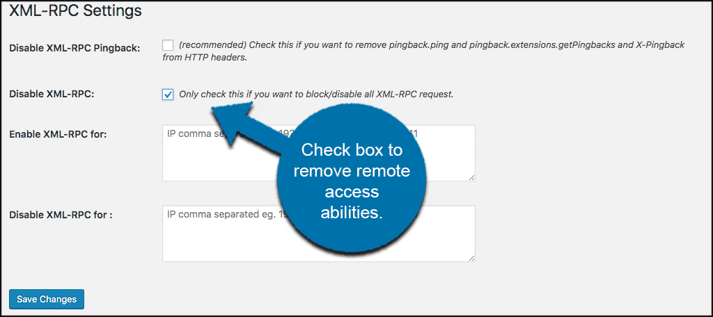 Check this box to remove remote access abilities