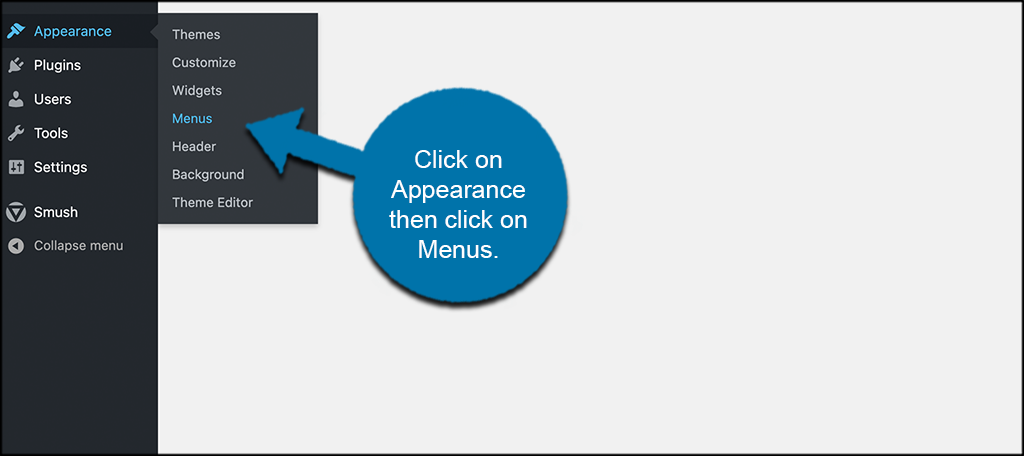 Click on appearance then click on menus