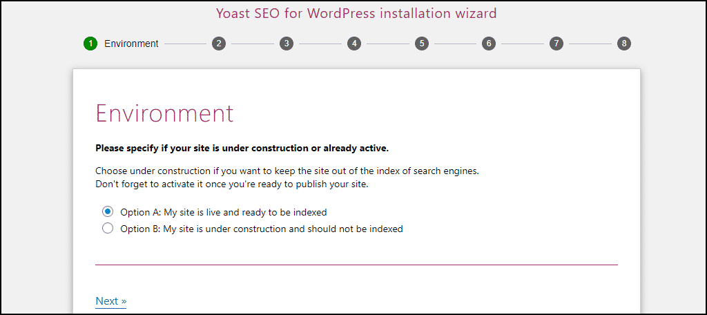 Configuración del entorno del sitio web de Yoast SEO
