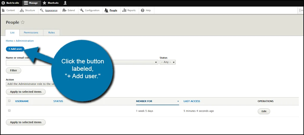 Añadir usuario Drupal