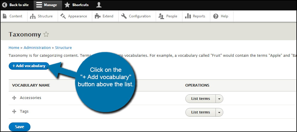Drupal Add Vocabulary