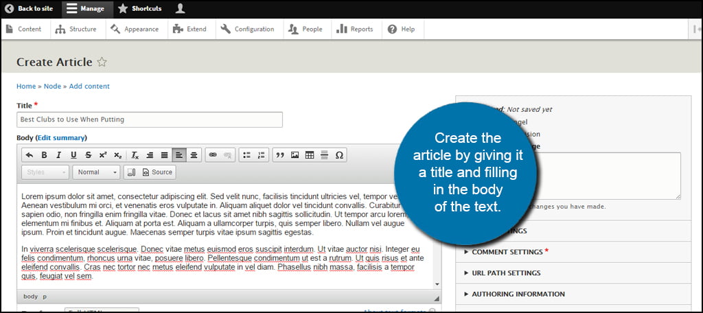 Drupal Article Create