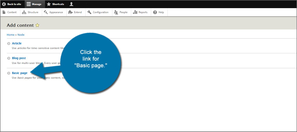 Drupal Basic Page Link