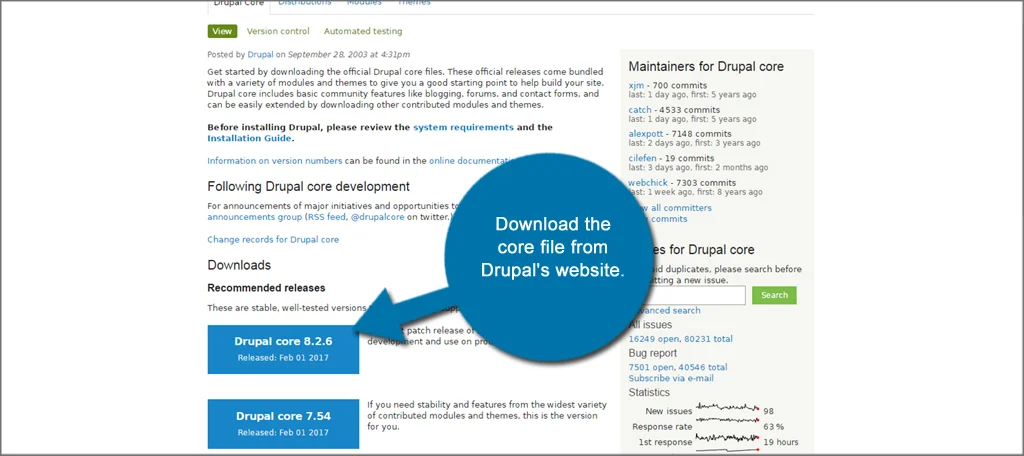 Archivo de descarga de Drupal