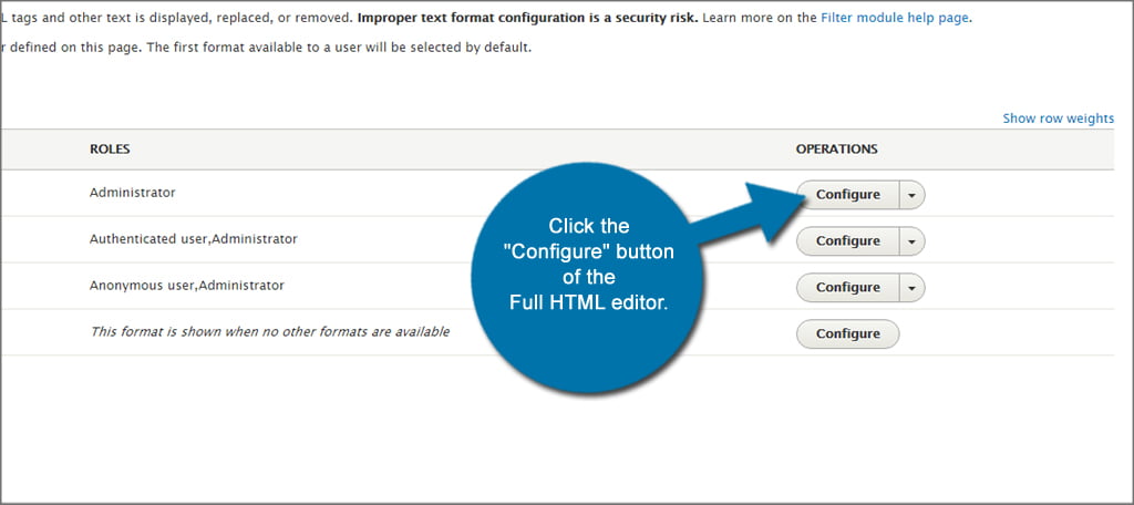 Drupal Editor Configure