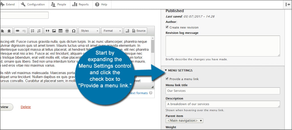 Drupal Expand Menu Settings