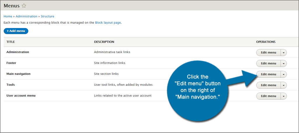 Drupal Main Nav Edit