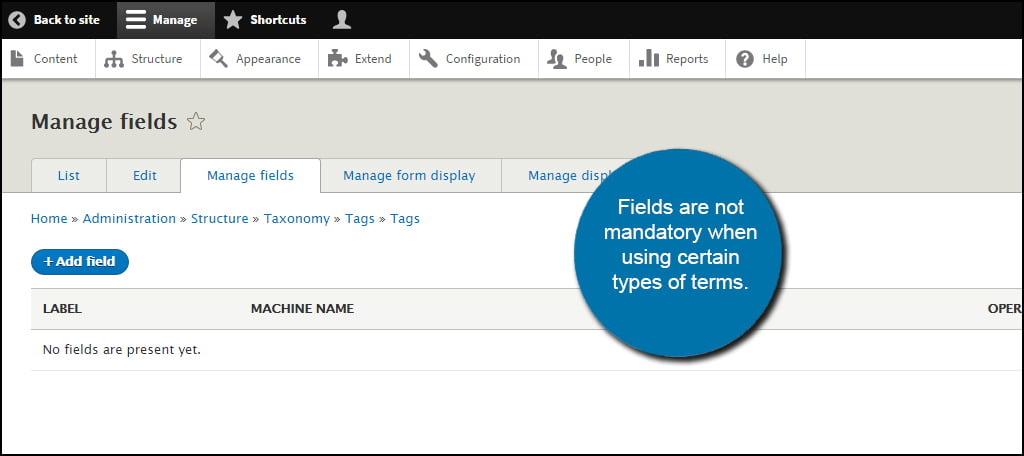 Drupal Manage Fields