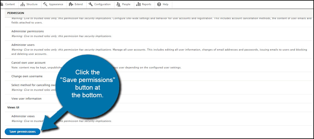 Drupal Save Role Permission