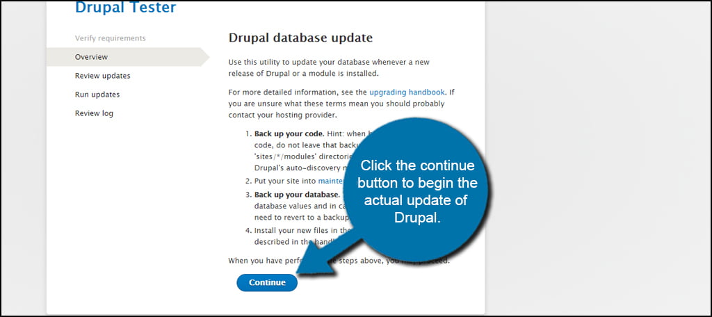 Drupal Update Continue