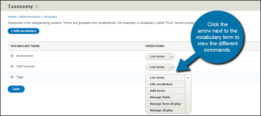 Drupal Vocabulary Edit