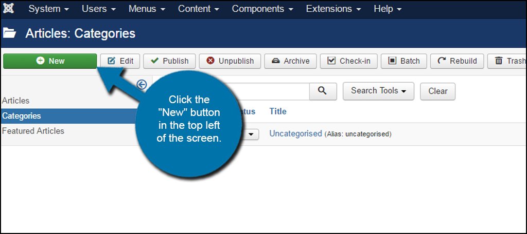 Joomla Add New Category