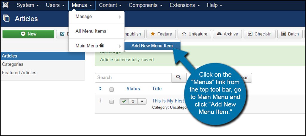 Joomla Add New Menu Item