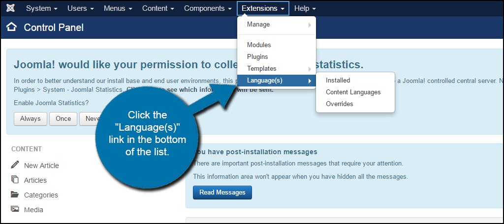 Joomla Admin Language