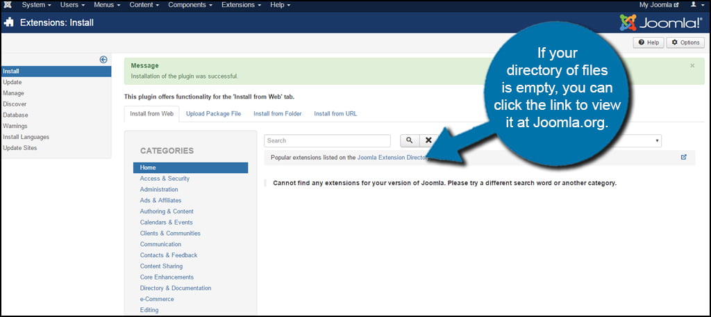 Joomla Extension Directory Empty