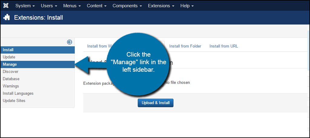 Joomla Extension Manage