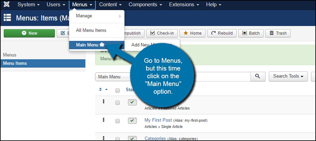 Joomla Main Menu