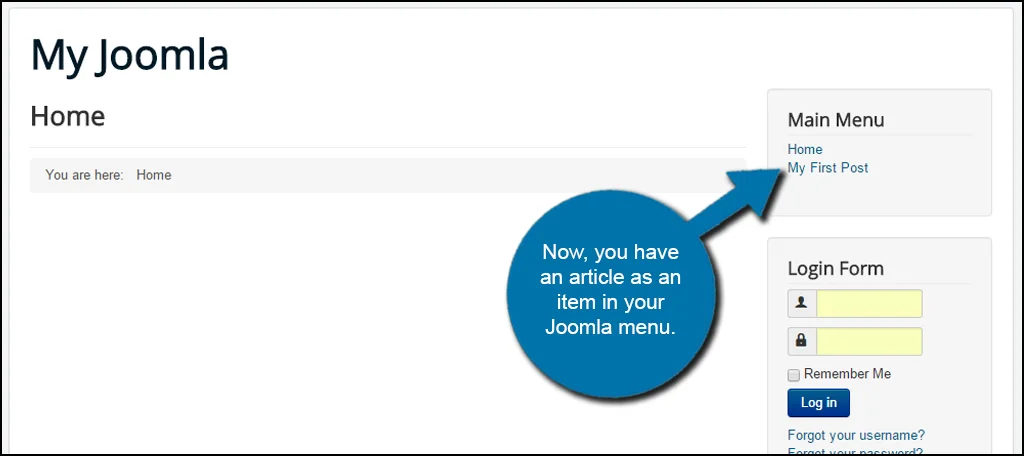 Visualización de elementos de menú de Joomla