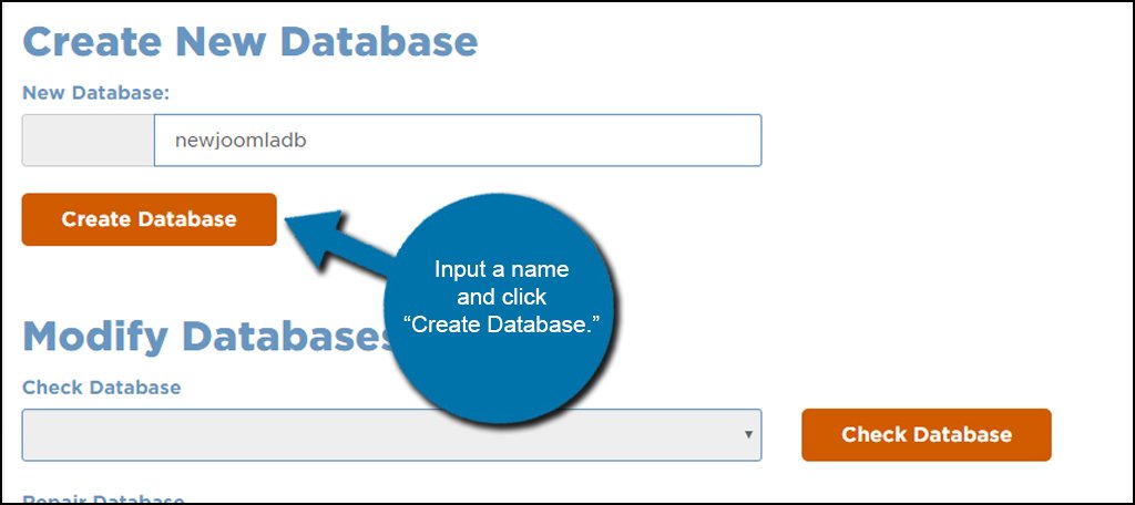 Joomla New Database Name
