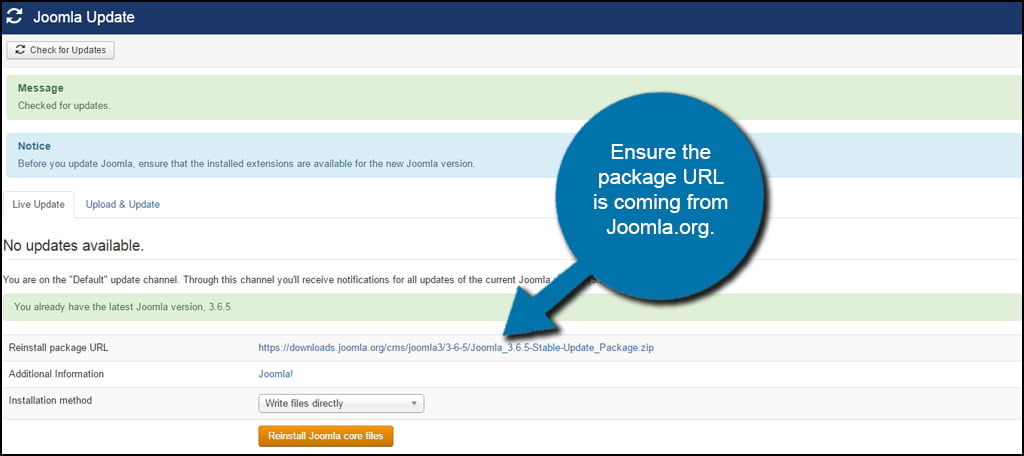 Joomla Package URL
