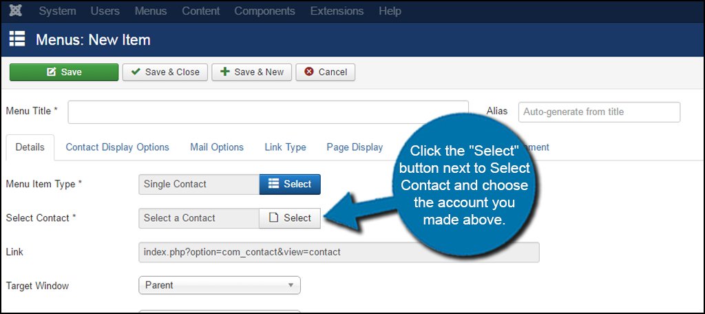 Joomla Select Contact