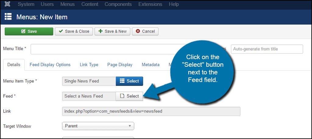 Joomla Select Feed