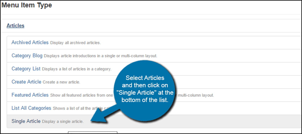 Joomla Select Single Article