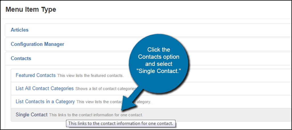 Joomla Single Contact