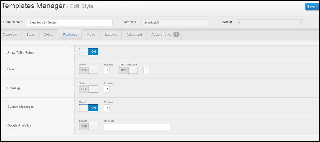 Joomla Template Manager