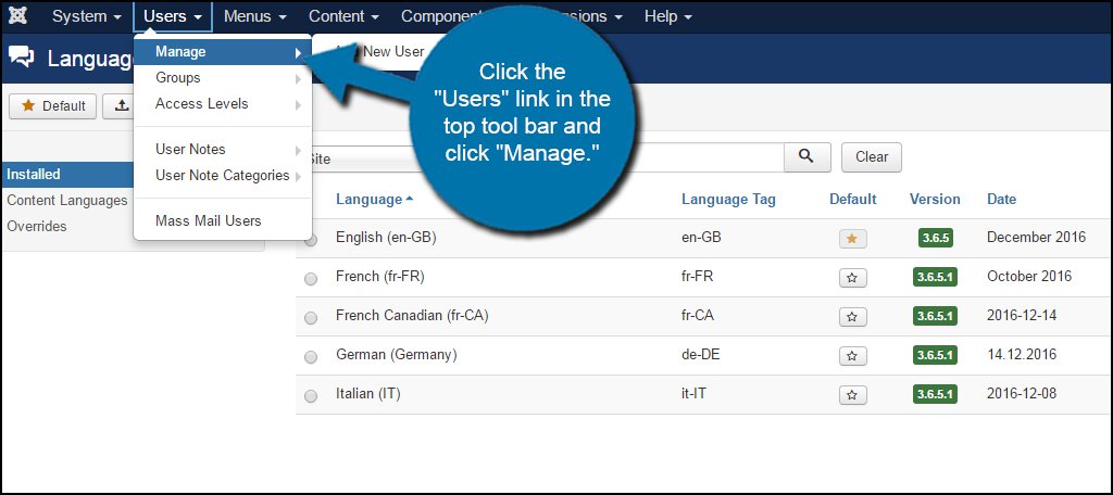 Joomla Users Manage