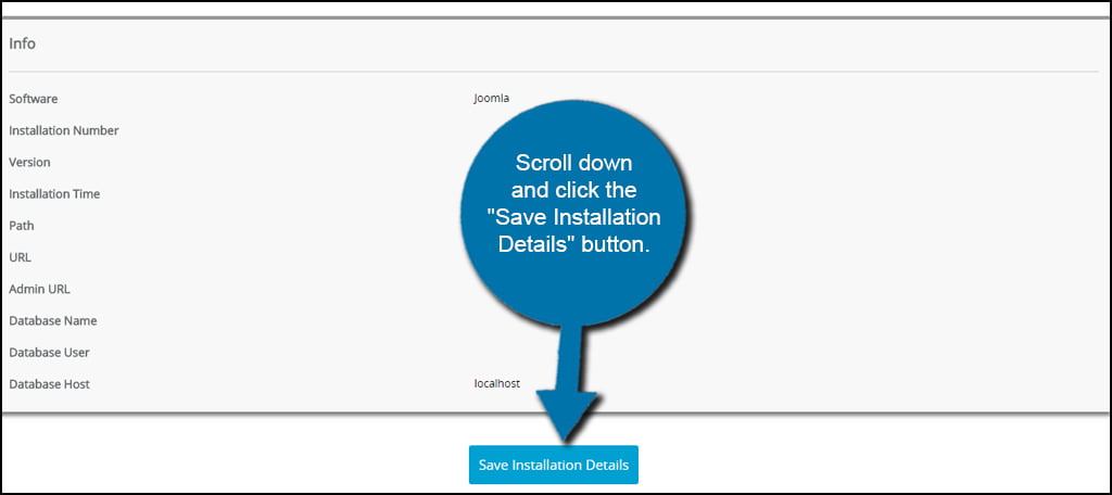 Softaculous Save Installation Details