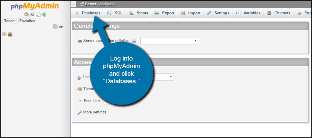 phpMyAdmin Databases