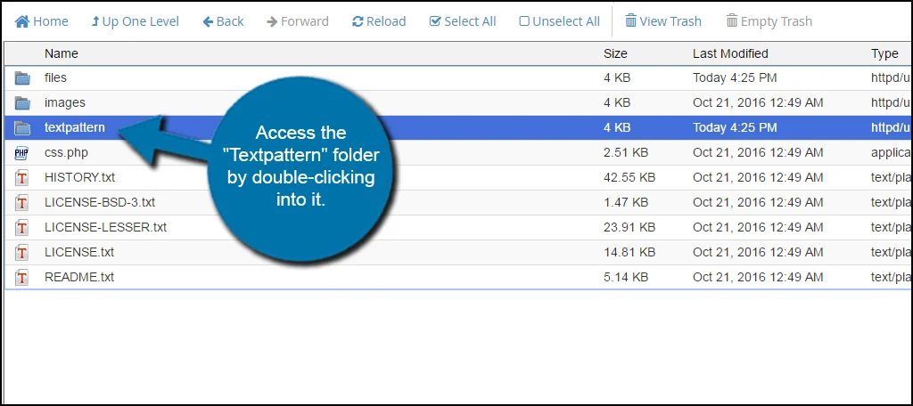 Access Textpattern Folder