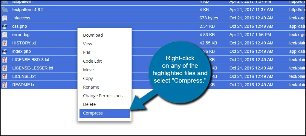 File Manager Compress