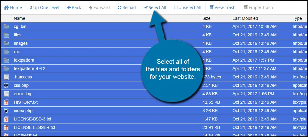 File Manager Select All