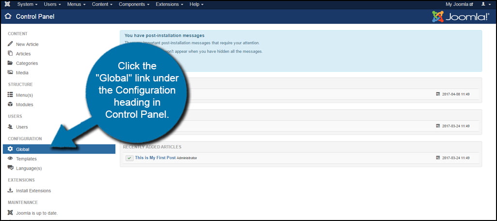 Joomla Global Configuration