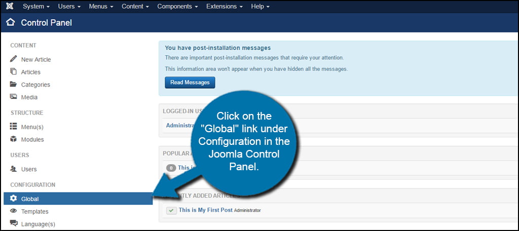 Joomla Global Configuration