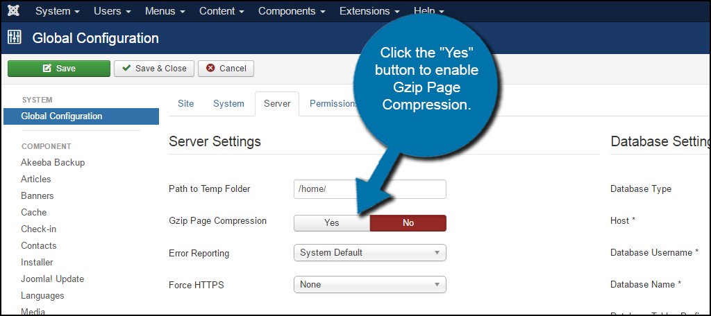 Joomla Gzip Enable