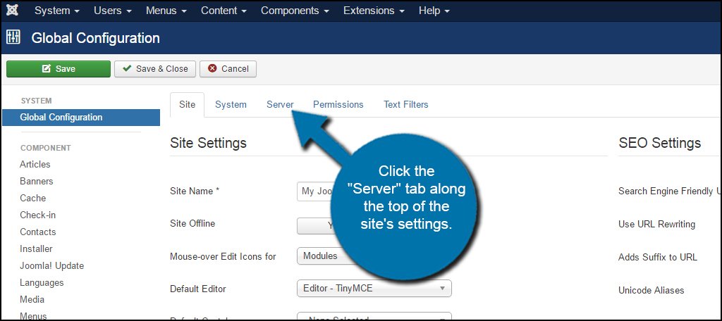 Joomla Server Settings