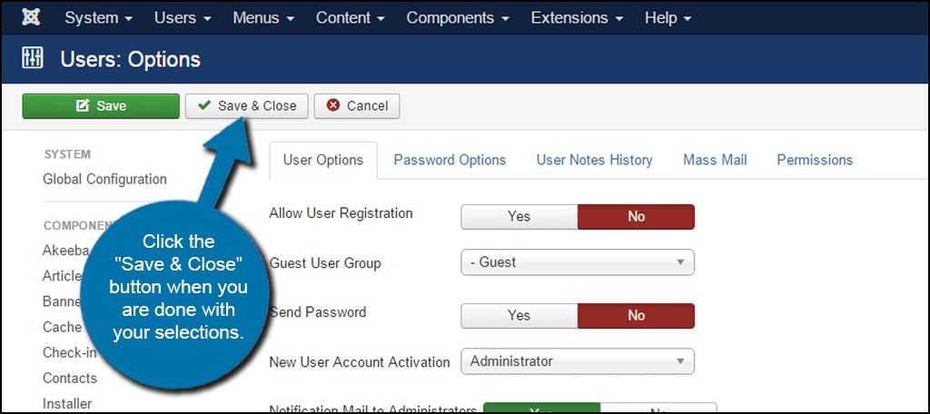 Joomla User Save