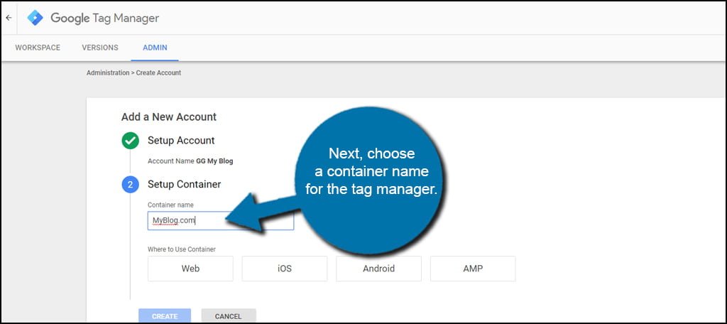 Tag Manager Container Name