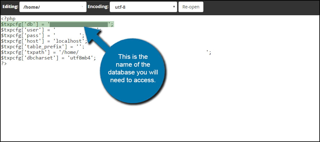 Textpattern Database Name