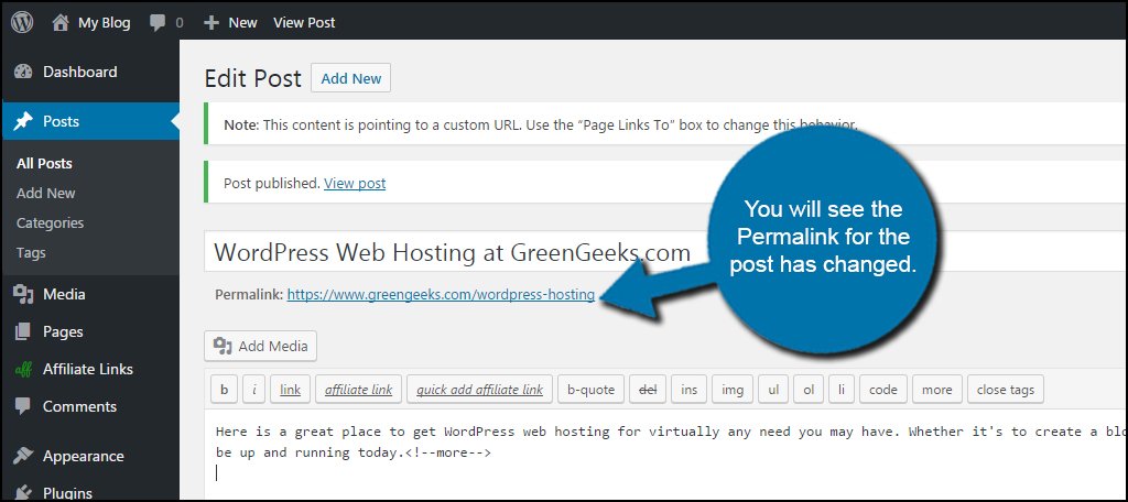 WordPress Permalink Change