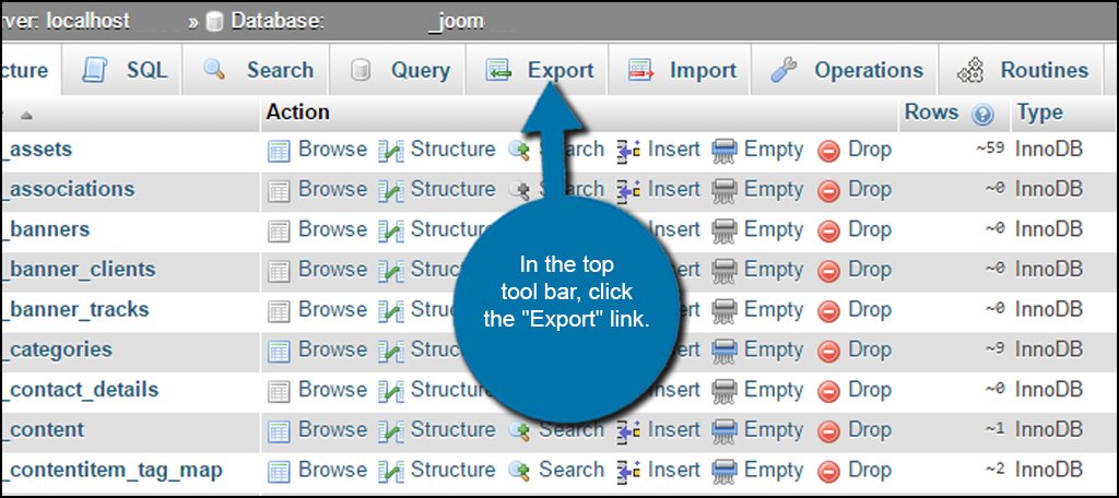 phpMyAdmin Export