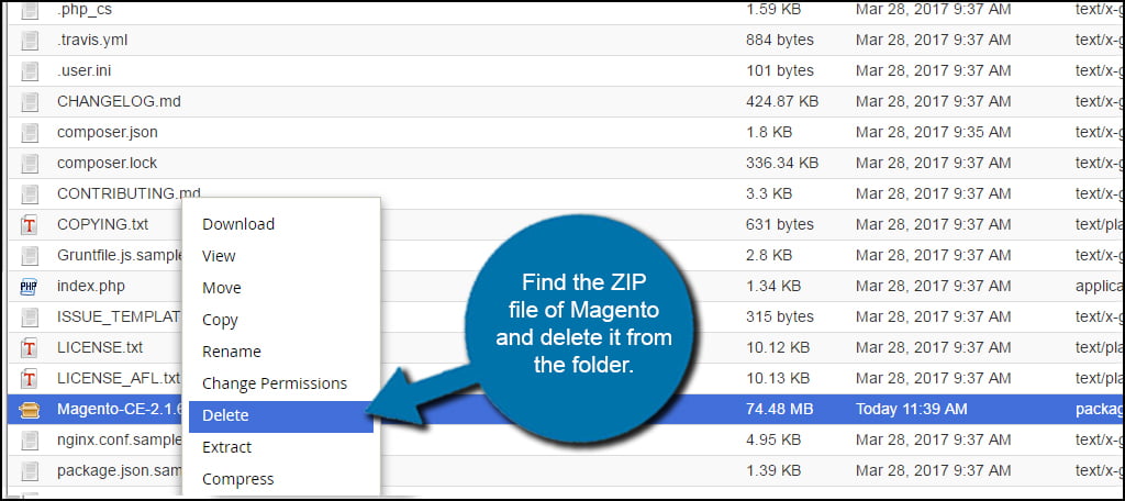 Delete Magento ZIP