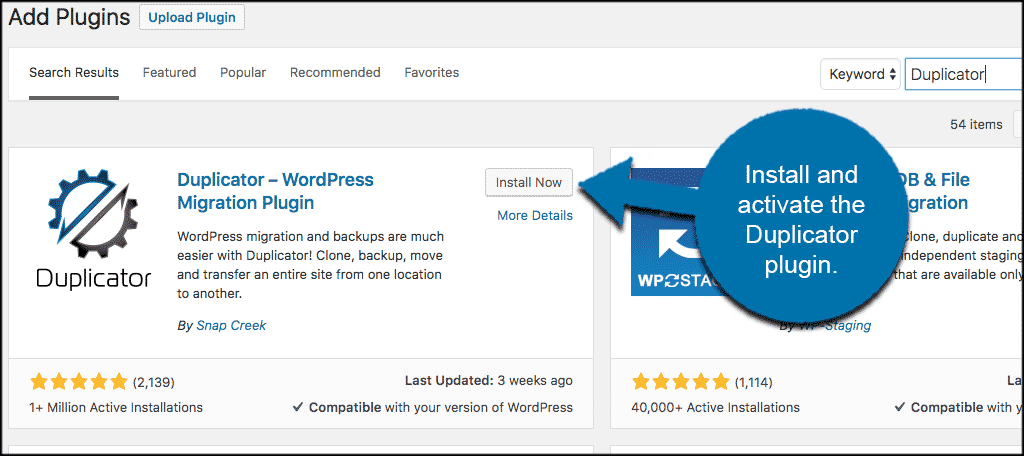 Install and activate duplicator to clone your WordPress site